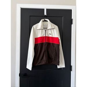 Lacoste Sport Colorblock Full-Zip track jacket White Orange Brown Size 5/L